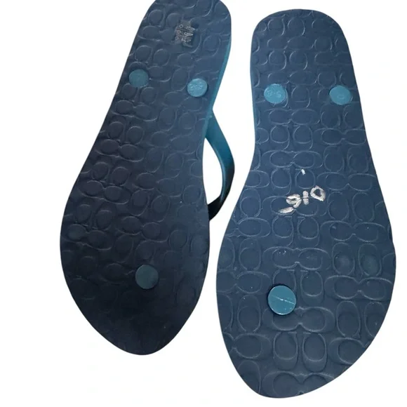 NEW Coach Star-Patterned Blue Flip Flops - Picture 3 of 4